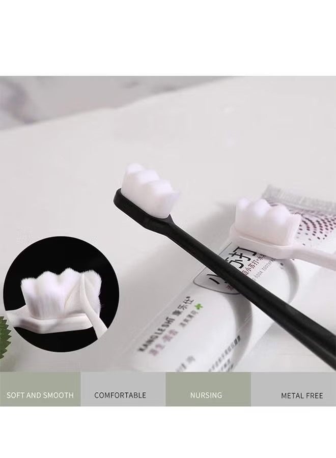 4 Pcs Ultra Super Fine Soft bristled Toothbrush, Portable Denture Sided Cleaning Brush, Adult Toothbrush 15000 Floss Bristle, Sensitive Teeth Oral Gum Recessionc (Black, White) - Image 5